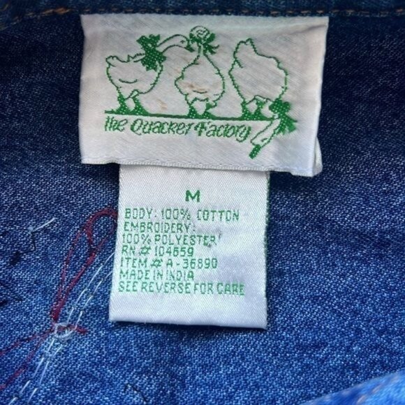 The Quacker Factory Embroidered Denim Jacket Floral & Butterfly Design Size M - Picture 8 of 14